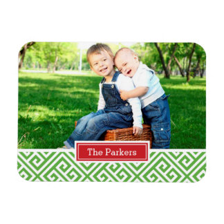 Greek Key Holiday Monogram Photo Magnet