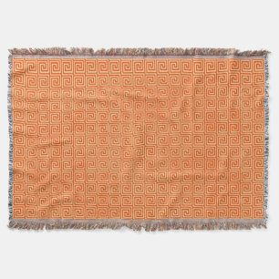 Greek Key, mandarin orange Throw Blanket