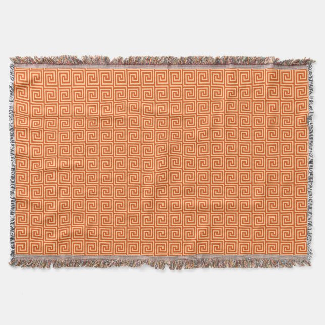 Greek Key, mandarin orange Throw Blanket (Front)