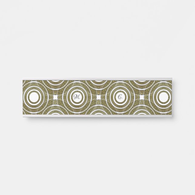 Greek Key Meander in Geometric Symmetry Artdeco Door Sign (Front)