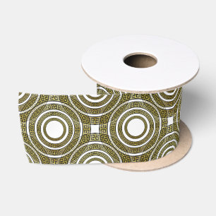 Greek Key Meander in Geometric Symmetry Artdeco Satin Ribbon