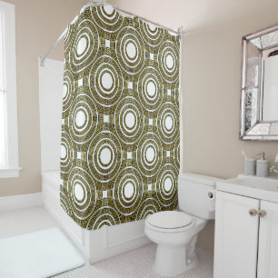 Greek Key Meander in Geometric Symmetry Artdeco Shower Curtain