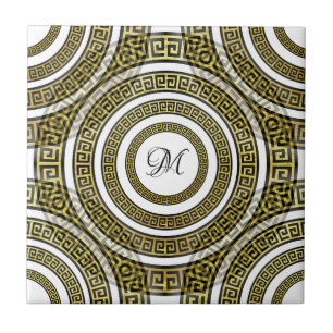 Greek Key Meander in Geometric Symmetry Artdeco Tile