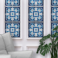 Greek Key Mosaic - Blue Marble and Pearl