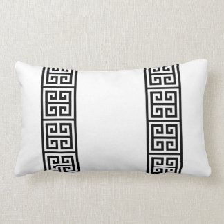 Greek Key on White Lumbar Cushion