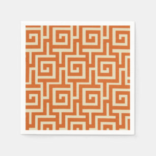 Greek Key Orange Napkin