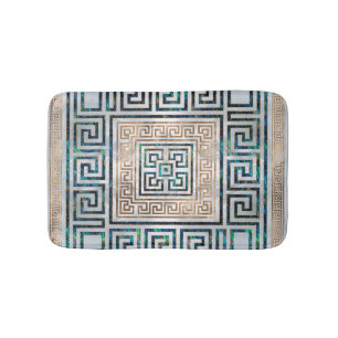 Greek Key Ornament -Abalone and gold Bath Mat
