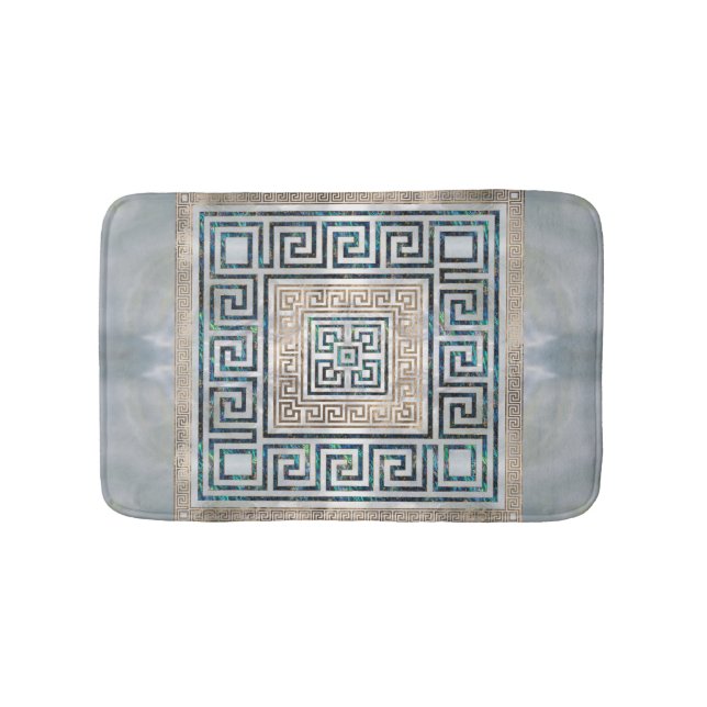 Greek Key Ornament -Abalone and gold Bath Mat (Front)