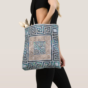 Greek Key Ornament -Abalone and gold Tote Bag