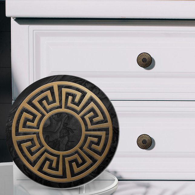 Greek Key Ornament - Black and Gold Ceramic Knob (Creator Uploaded)