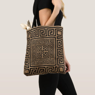 Greek Key Ornament - Greek Meander -Black on gold Tote Bag