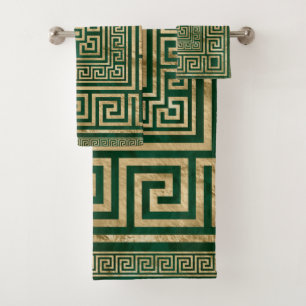 Greek Key Ornament - Greek Meander - Malachite Gre Bath Towel Set