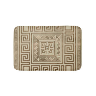 Greek Key Ornament - Greek Meander - Pastel Gold Bath Mat