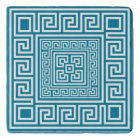 Greek Key Ornament - White on teal