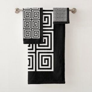 Greek Key Pattern Bath Towel Set
