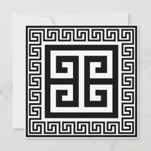 Greek Key Pattern Black Design Card
