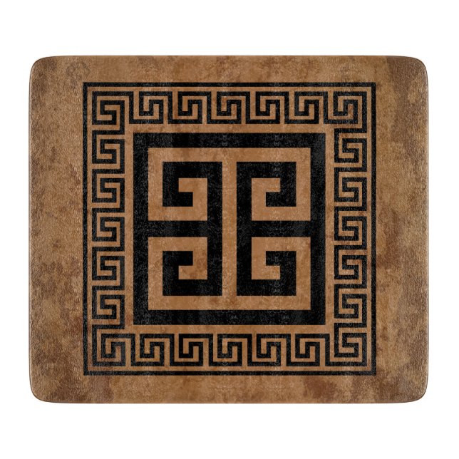 Greek Key Pattern Black Design Cutting Board (Front)