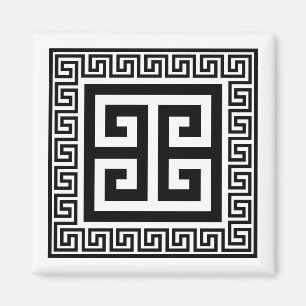 Greek Key Pattern Black Design Magnet