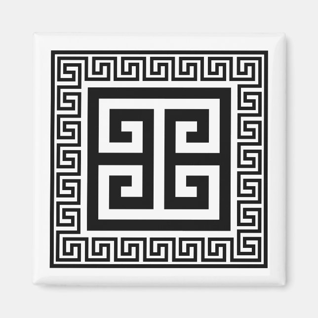 Greek Key Pattern Black Design Magnet (Front)