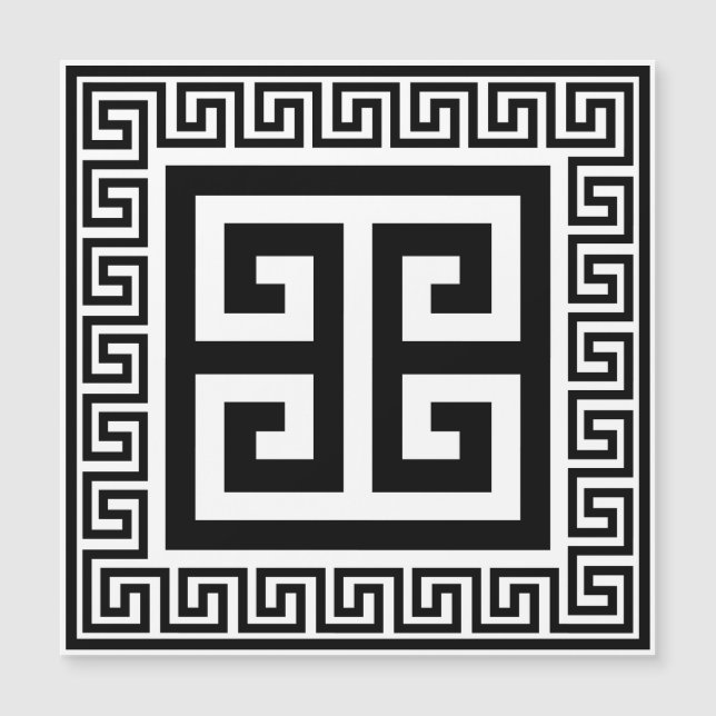 Greek Key Pattern Black Design Magnetic Card (Front)