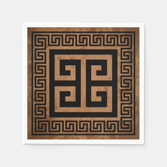 Greek Key Pattern Black Design Paper Napkins (Front)