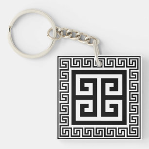 Greek Key Pattern Black Design Ring