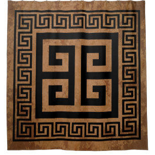 Greek Key Pattern Black Design Shower Curtain