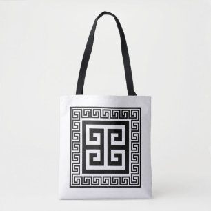 Greek Key Pattern Black Design Tote Bag