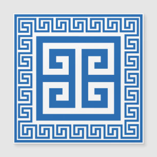 Greek Key Pattern Blue And White Magnetic Card