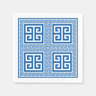 Greek Key Pattern Blue And White Paper Napkins