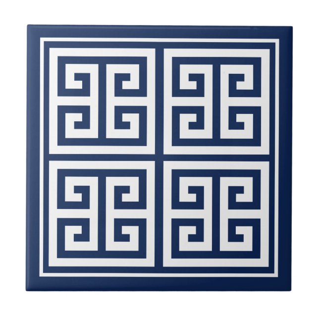 Greek Key Pattern Design Ceramic Tile (Front)