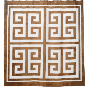 Greek Key Pattern Design Shower Curtain