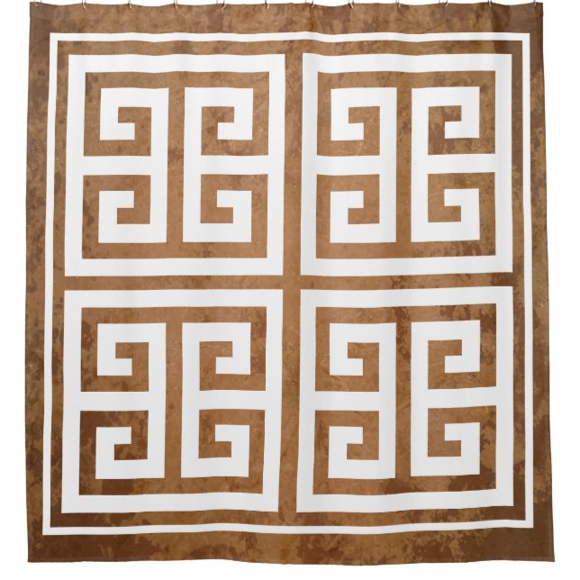 Greek Key Pattern Design Shower Curtain (Front)