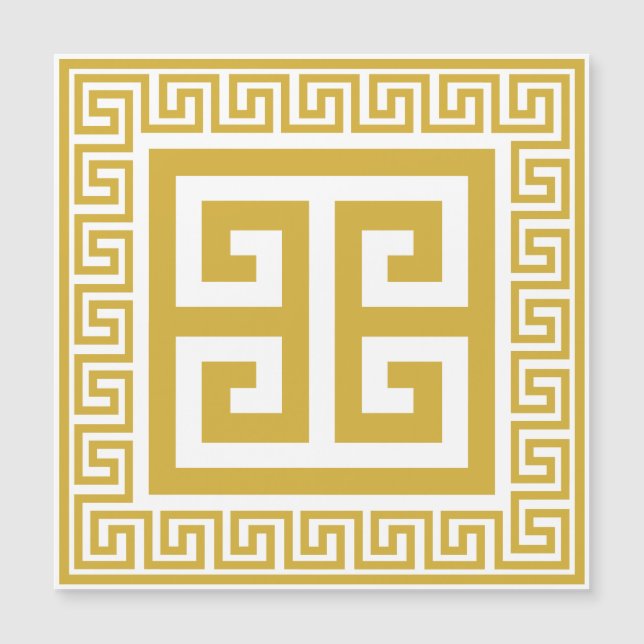 Greek Key Pattern Golden Design Magnetic Card (Front)