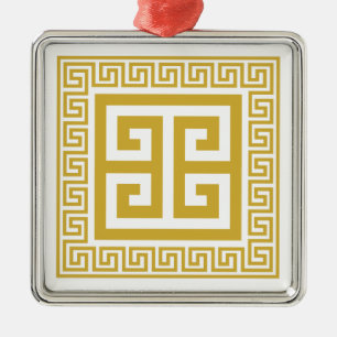 Greek Key Pattern Golden Design Metal Ornament