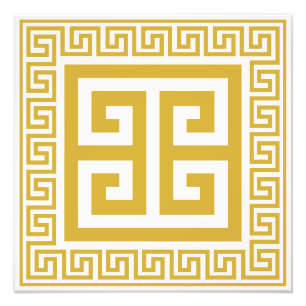 Greek Key Pattern Golden Design Photo Print