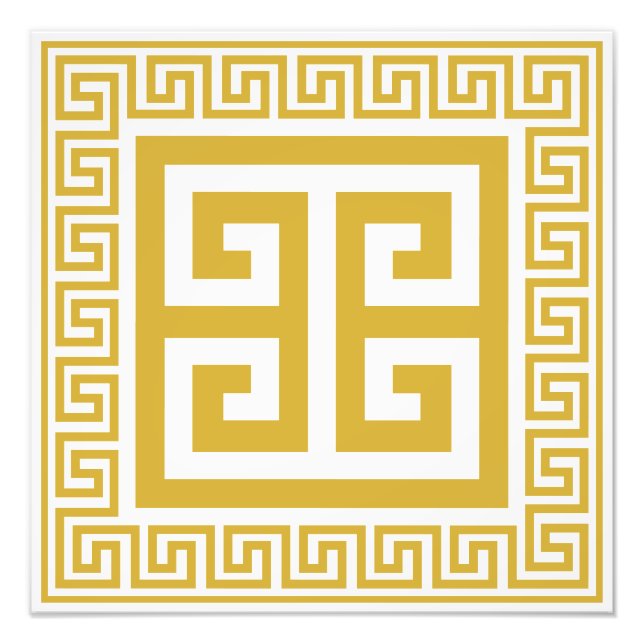 Greek Key Pattern Golden Design Photo Print (Front)