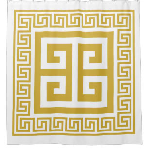 Greek Key Pattern Golden Design Shower Curtain