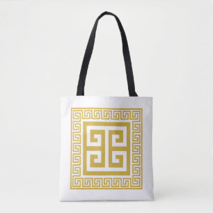 Greek Key Pattern Golden Design Tote Bag