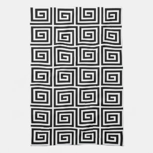 Greek Key Pattern Kitchen Towels