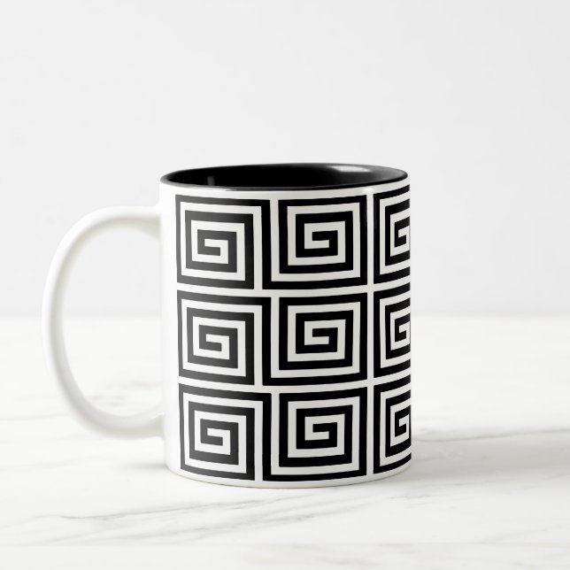 Greek Key Pattern Kitchen Towels Two-Tone Coffee Mug (Left)