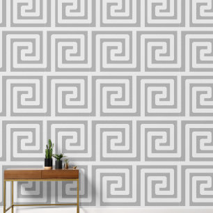 Greek Key Pattern Simple Minimalist Modern Gray Wallpaper