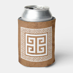Greek Key Pattern White Design Can Cooler