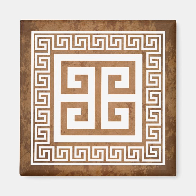 Greek Key Pattern White Design Magnet (Front)