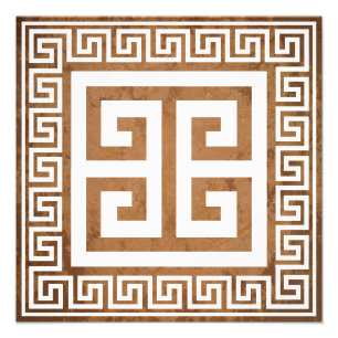 Greek Key Pattern White Design Photo Print