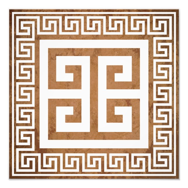 Greek Key Pattern White Design Photo Print (Front)