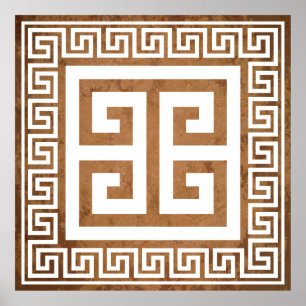 Greek Key Pattern White Design Poster