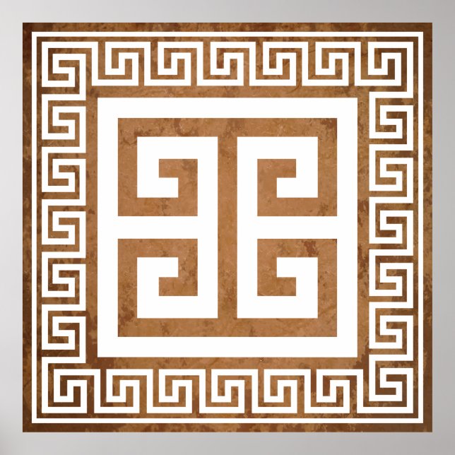 Greek Key Pattern White Design Poster (Front)