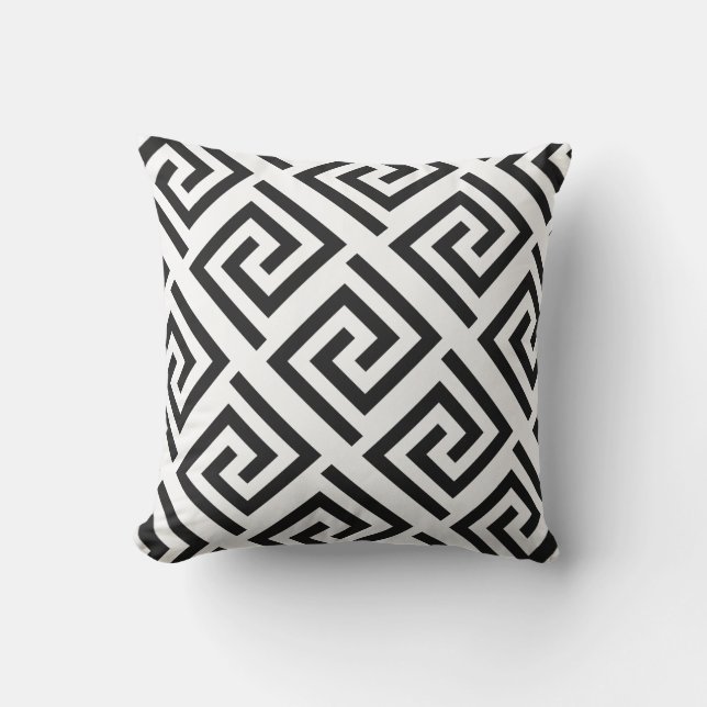 Greek Key Patterns Black White Custom Colour Class Cushion (Front)