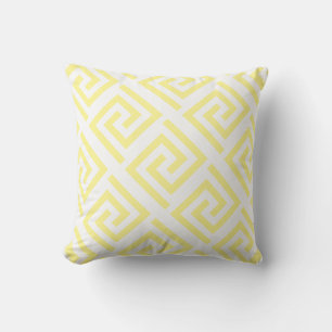 Greek Key Patterns Light Yellow White Custom Decor Cushion